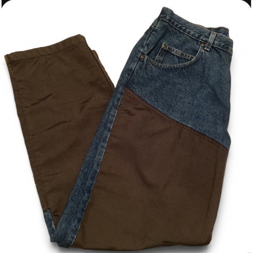 Wrangler Authentics Color Block Jeans Brown Panel Denim Relaxed Fit Men's 36x30